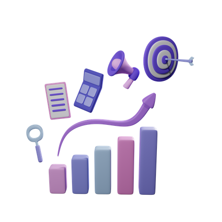 Gráfico de crescimento de negócios  3D Icon