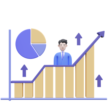 Gráfico de crescimento de negócios  3D Icon