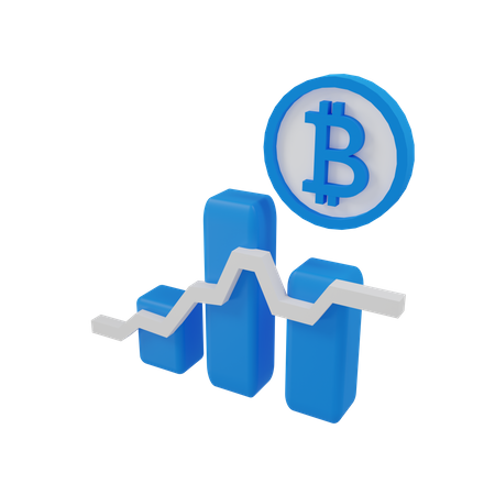 Gráfico de crescimento do bitcoin  3D Illustration