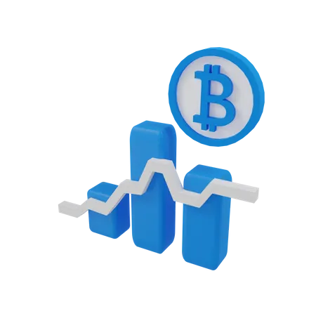 Gráfico de crescimento do bitcoin  3D Illustration