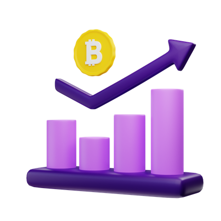 Gráfico de crescimento do bitcoin  3D Illustration