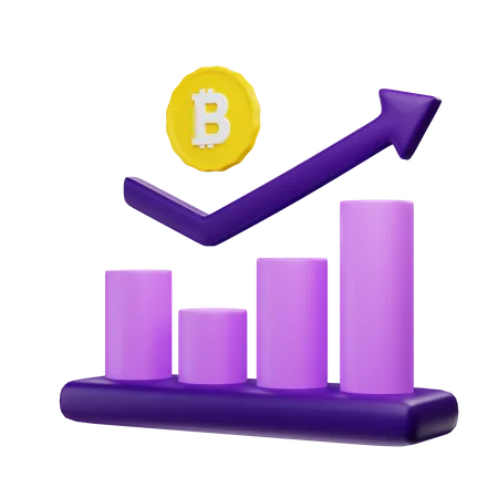 Gráfico de crescimento do bitcoin  3D Illustration