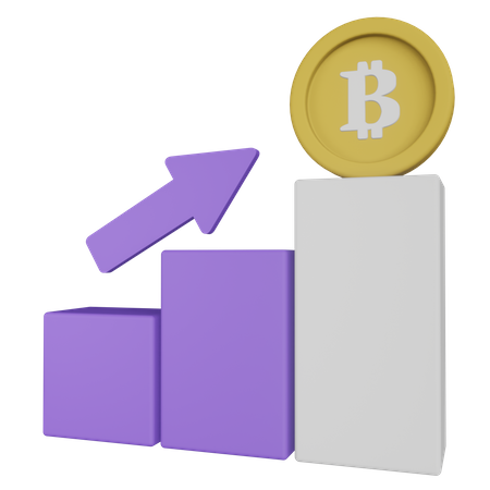 Gráfico de crescimento do bitcoin  3D Illustration