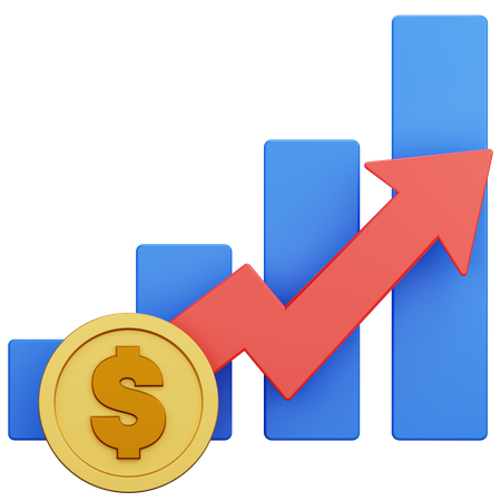 Gráfico de crescimento do dólar  3D Icon