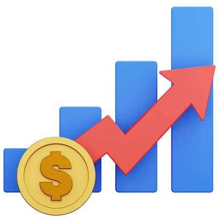 Gráfico de crescimento do dólar  3D Icon