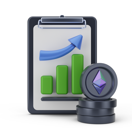 Gráfico de crescimento do ethereum  3D Icon