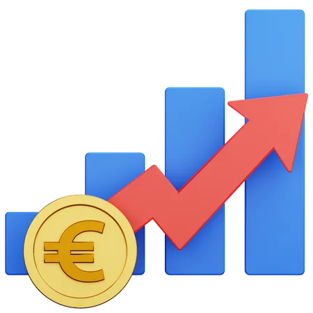 Gráfico de crescimento do euro  3D Icon