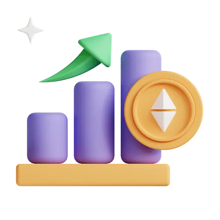 Gráfico de crescimento Ethereum  3D Illustration