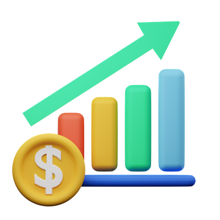 Gráfico de crescimento financeiro  3D Illustration