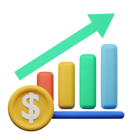 Gráfico de crescimento financeiro  3D Illustration