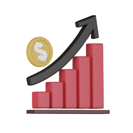 Gráfico de crescimento do dinheiro  3D Icon