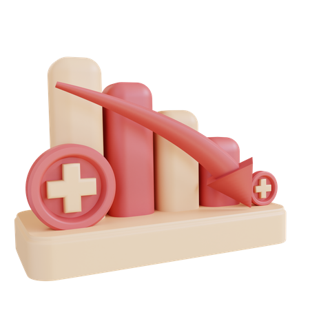 Gráfico de diminuição da saúde  3D Icon