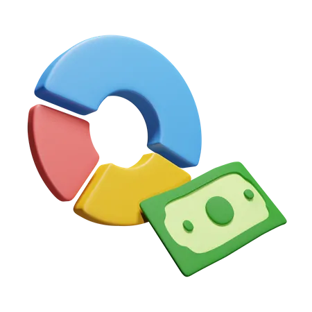 Dinheiro com gráfico de rosca  3D Icon