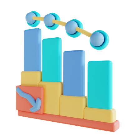 Gráfico de disminución  3D Icon