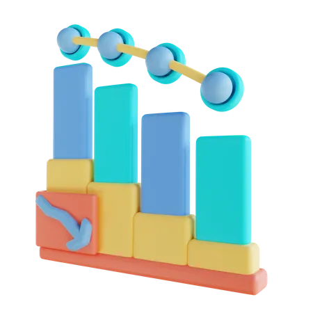 Gráfico de disminución  3D Icon