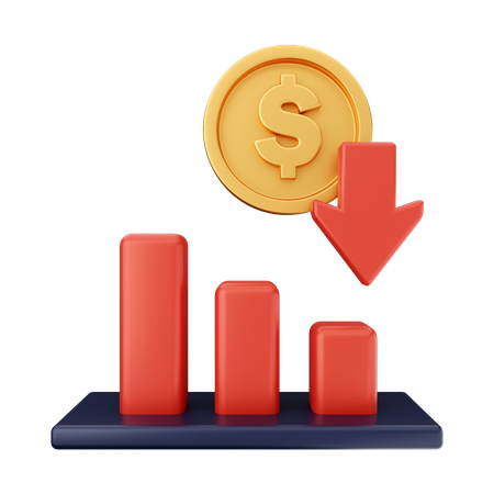 Disminuir la tabla de dinero  3D Illustration