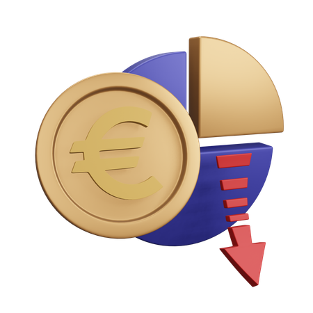 Gráfico de monet de disminución del euro  3D Icon