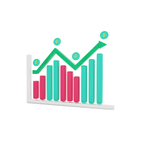 Gráfico de inversión creciendo  3D Illustration