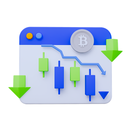 Gráfico del mercado de valores hacia abajo  3D Icon