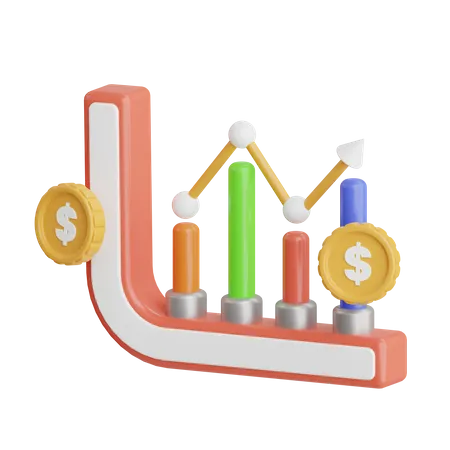 Gráfico de líneas  3D Icon