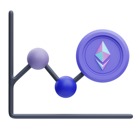 Gráfico de línea de Ethereum  3D Icon