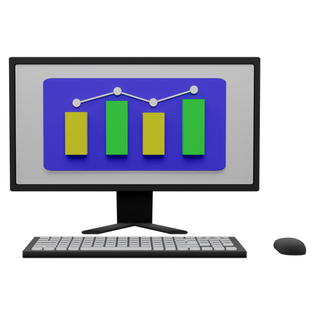 Gráfico de líneas en línea  3D Icon