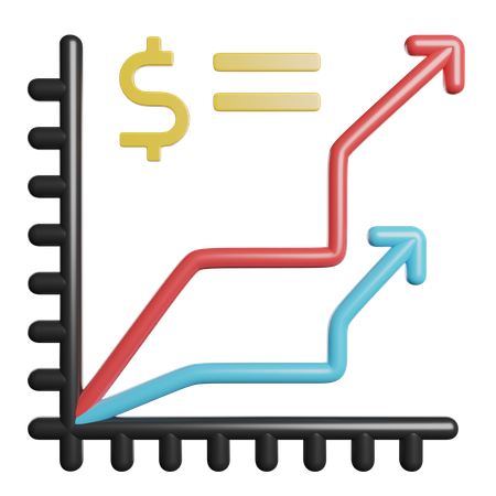 Gráfico de linha  3D Icon