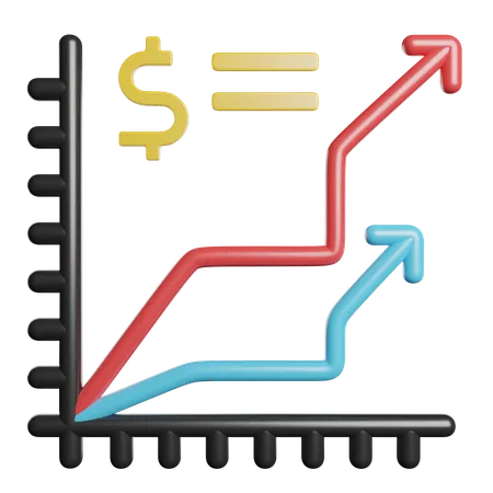 Gráfico de linha  3D Icon