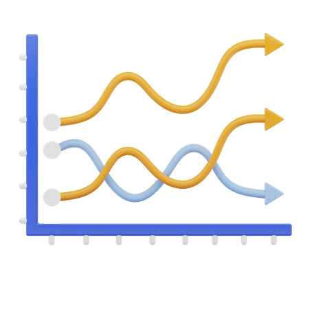 Gráfico de linha  3D Icon