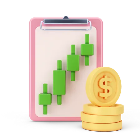 Gráfico de lucro em dólar  3D Icon