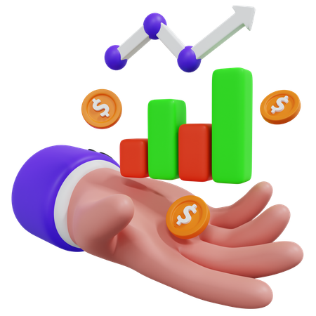Gráfico de mano crecer  3D Icon