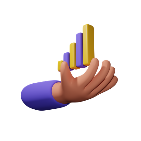 Mão com gráfico de crescimento  3D Icon