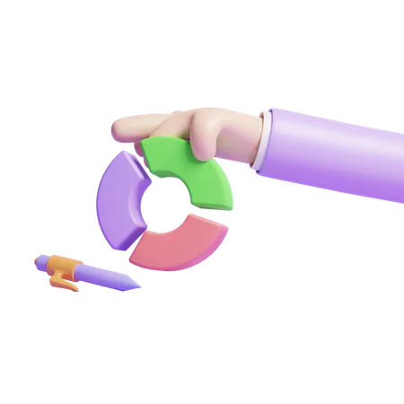 Mão com gráfico de rosca  3D Icon