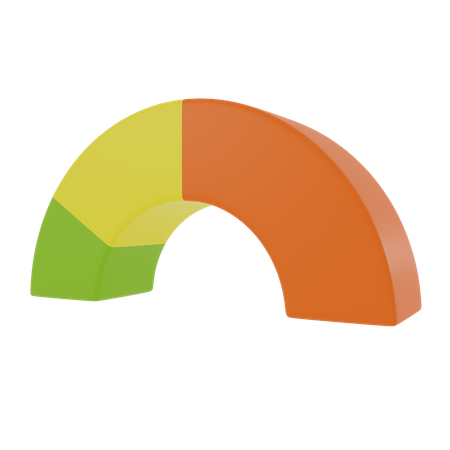 Gráfico de medio anillo  3D Icon