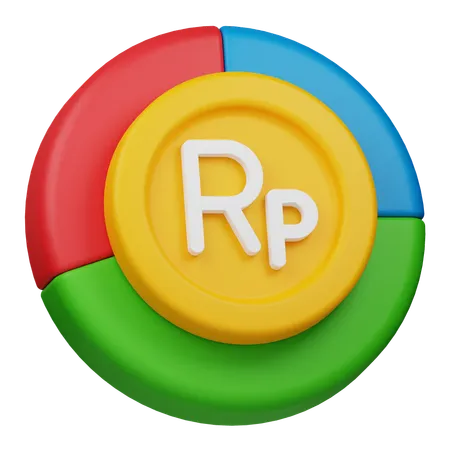 Gráfico de monedas de rupias  3D Icon