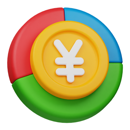 Gráfico de monedas de yenes  3D Icon