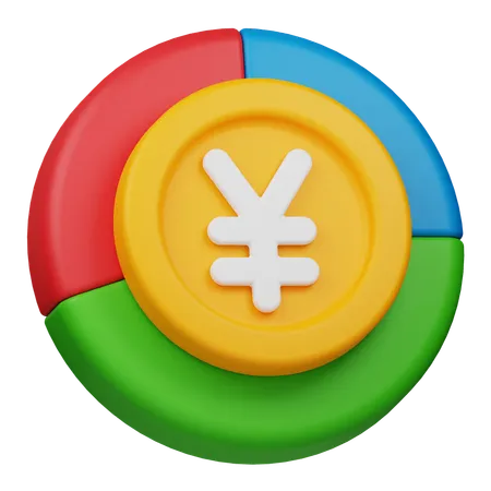 Gráfico de monedas de yenes  3D Icon