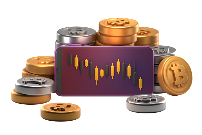 Gráfico de negociação de bitcoin  3D Icon