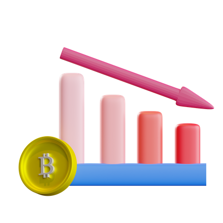 Gráfico de perda de bitcoin  3D Icon