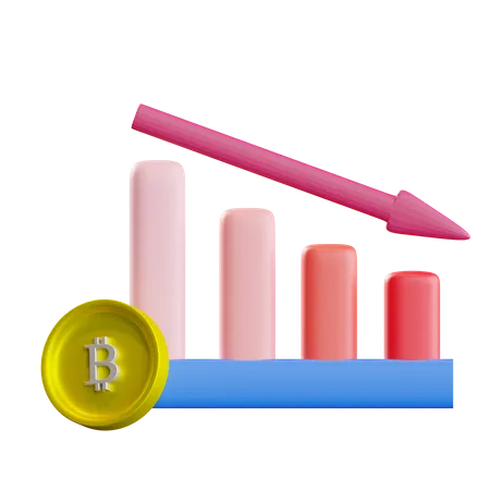 Gráfico de perda de bitcoin  3D Icon