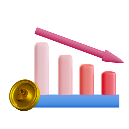 Gráfico de perda de dodgecoin  3D Icon