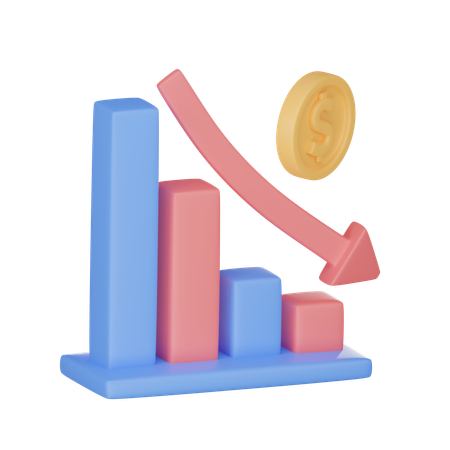 Gráfico de perda de dólar  3D Icon