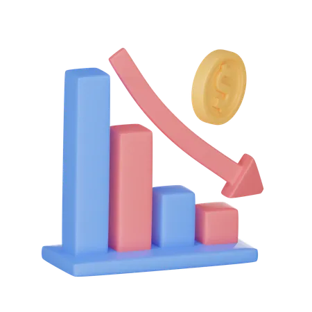 Gráfico de perda de dólar  3D Icon