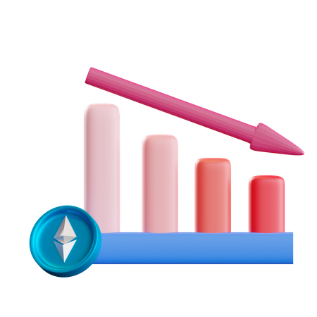 Gráfico de perda de ethereum  3D Icon