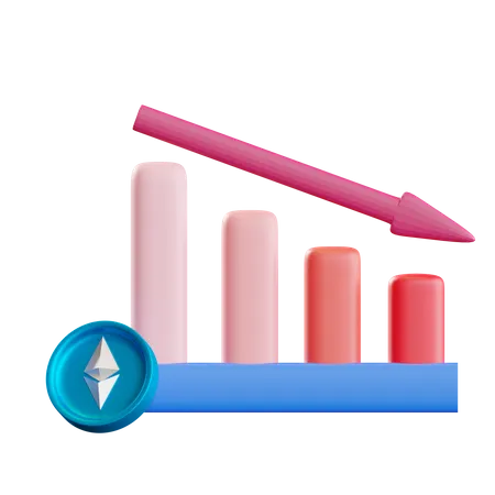 Gráfico de perda de ethereum  3D Icon