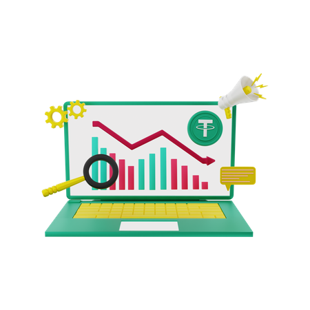 Gráfico de perda de tether  3D Illustration