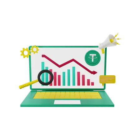 Gráfico de perda de tether  3D Illustration