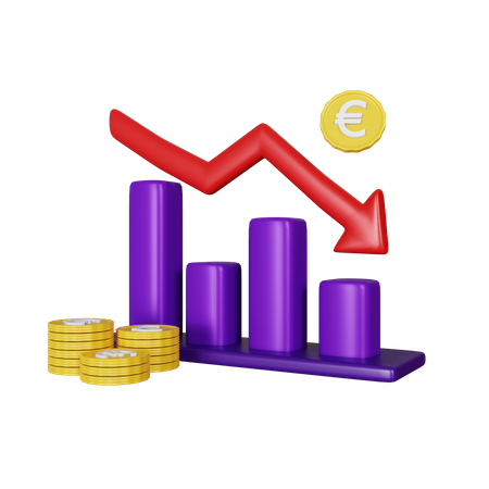 Gráfico de perda do euro  3D Illustration