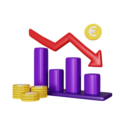 Gráfico de perda do euro  3D Illustration