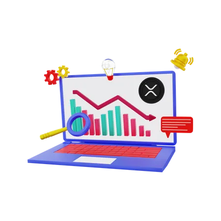 Gráfico de perda xrp  3D Illustration